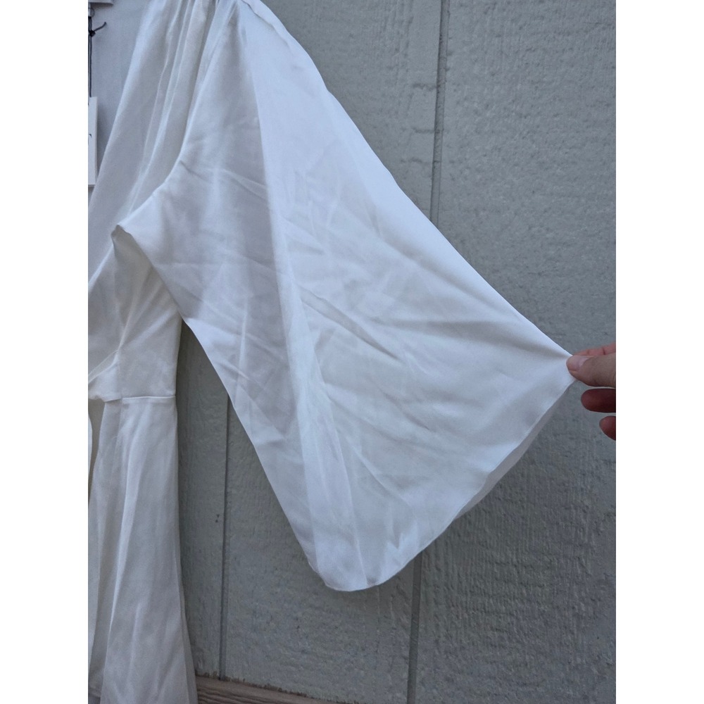 NWT Fleur du Mal Angel Wing Silk Wrap Robe Ivory Bell Sleeve Small Medium Luxury - Picture 2 of 7